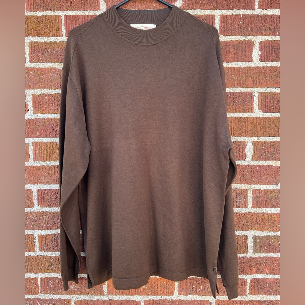 Tommy Bahama Brown Silk Blend Sweater size XL Preppy Coastal Nantucket Style